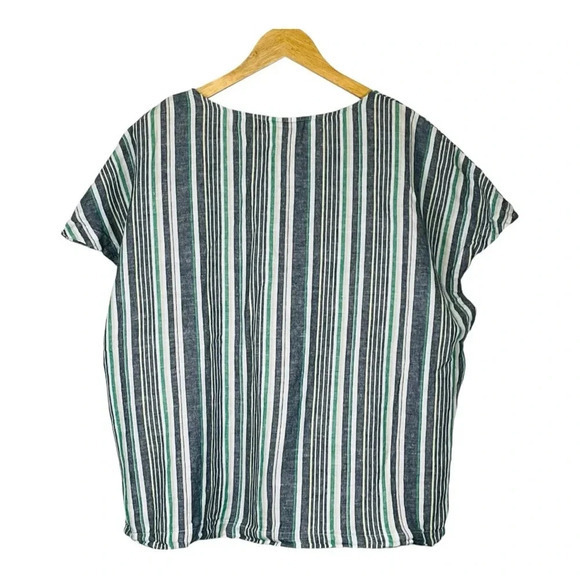 Liz Claiborne V-Neck Cap Sleeve Button Down‎ Striped Top Women Plus Size XXL - Picture 4 of 6